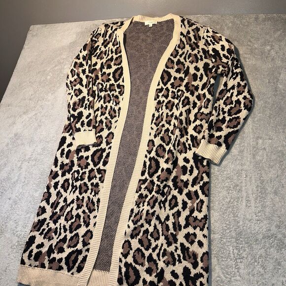UMGEE Cheeta Print Floor Length Cardigan Long Sleeve Size XL - Picture 2 of 6